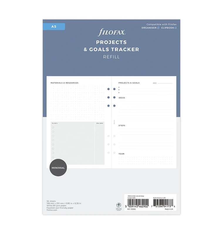 Projects & Goals Tracker Refill - A5