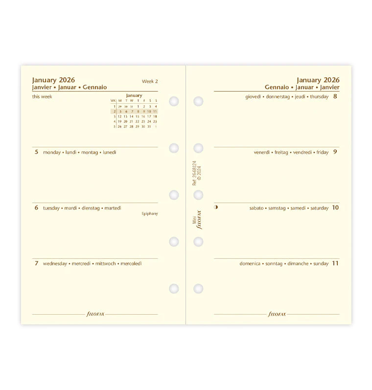 Week On Two Pages Diary - Mini Cotton Cream 2026 Multilanguage - Image 4